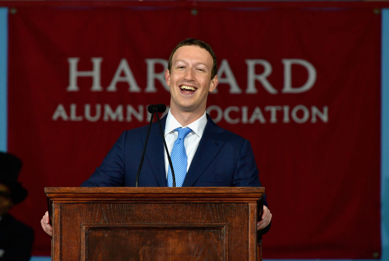 Facebook Founder and CEO Mark Zuckerberg delivers the commencement address at the Alumni Exercises at Harvard’s 366th commencement exercises on May 25, 2017 (Photo by Paul Marotta/Getty Images)